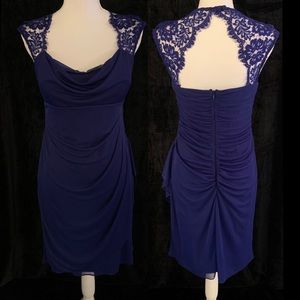 Royal Blue Dress with Scalloped Back Lace